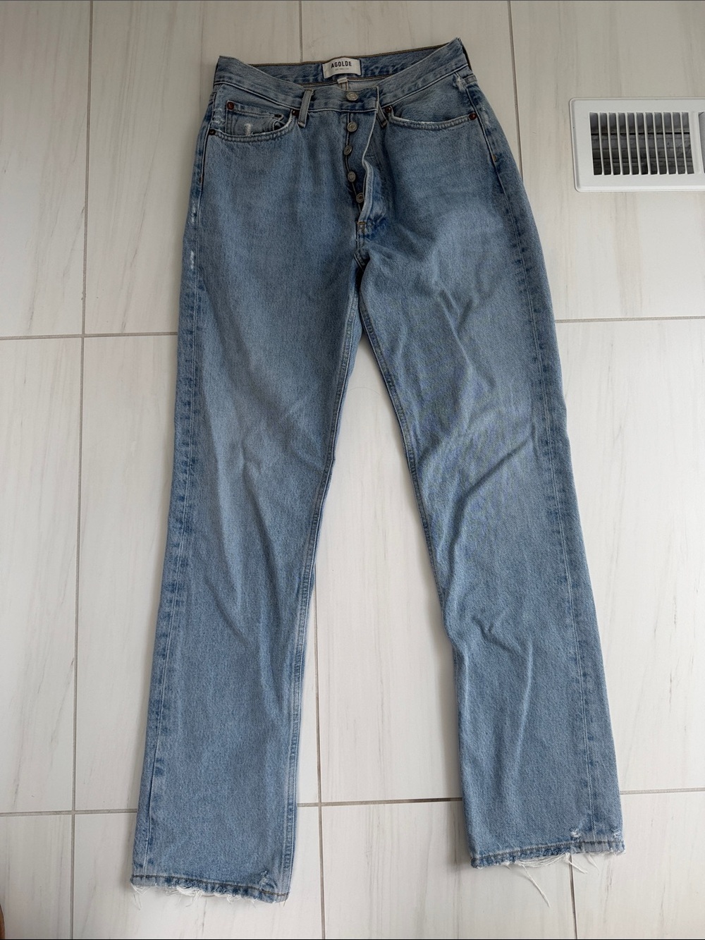 Agolde Light Wash Straight-Leg Button-Fly Jeans